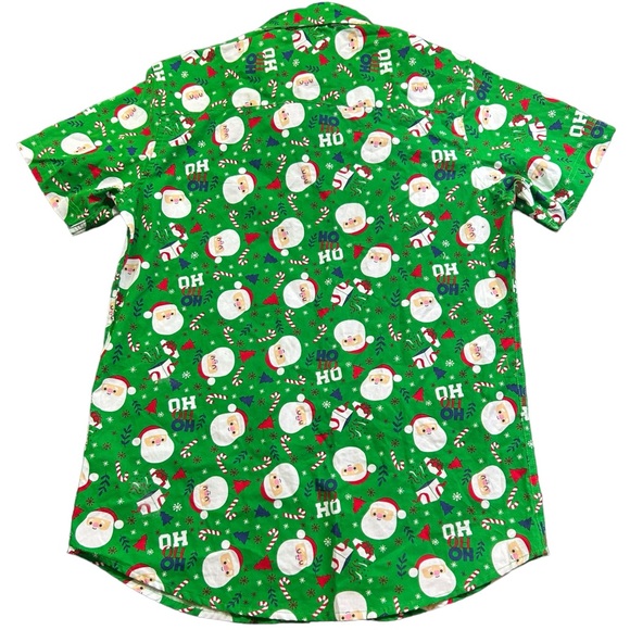 RUGBY UNIVERSITY men’s ugly Christmas button up dress shirt Santa pattern NWT - Picture 6 of 7